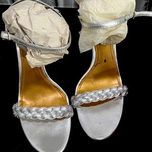 Charles David silver heels size 6